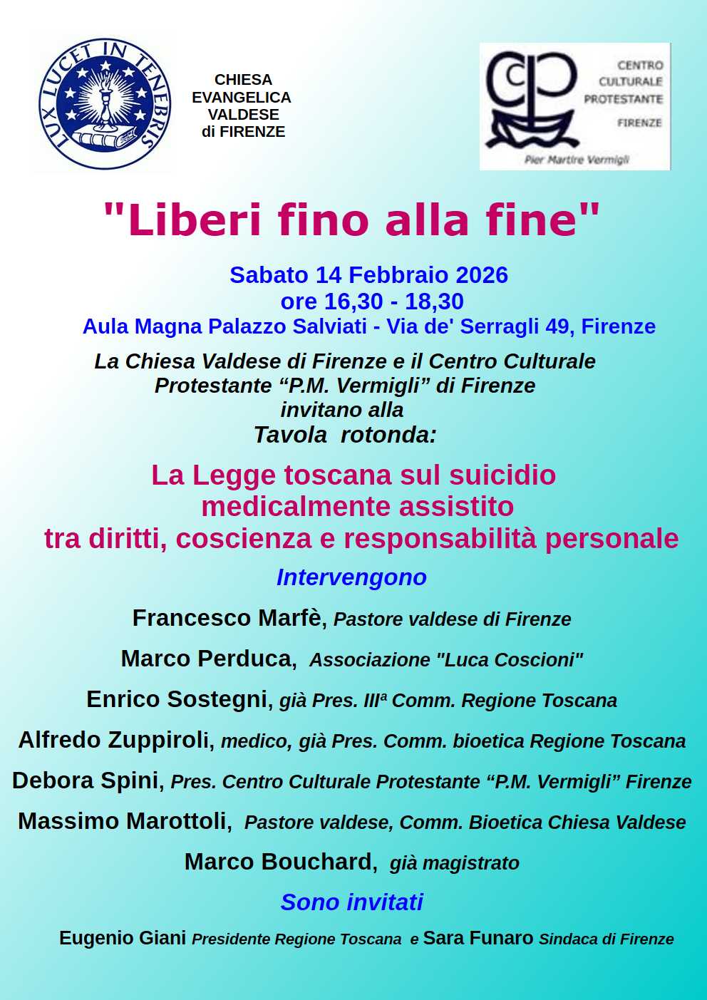 Tavola rotonda 14 febbraio - Liberi fino alla fine